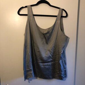 Gray Silk V-Neck Tank Top - 23 inch Pit to Pit